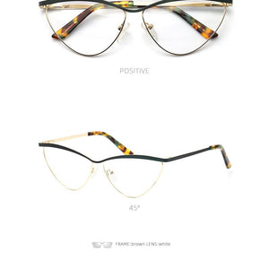 Cat Eye Metal Optical Prescription Glasses Frames For Women Fashion Ladies Fake Glasses Without Diopter Myopia Female Eyeglasses
