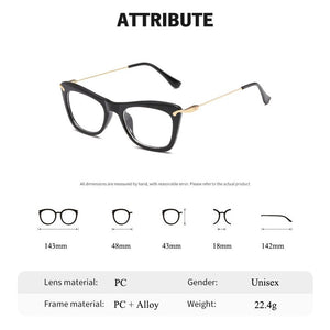Women Cat Eye Optical Frames Brand Designer Lady Printing Eyewear Metallic Leg