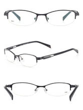 Load image into Gallery viewer, Women Fashion Glasses Metal Half Rim Oval Eyeglass Frame For Prescription Lenses Myopia Reading Multifocal