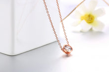 Load image into Gallery viewer, Double Fair Shiny Pendant Necklaces For Women Classical Round Crystal Choker Necklace Rose Gold Plated Fashion Jewelry