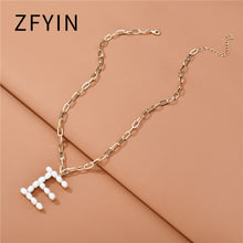 Carica l&#39;immagine nel visualizzatore di Gallery, ZFYIN 2020 New Trendy Jewelry Fresh Water Pearl Alphabet Letters Initials  Pendant Necklaces for Women