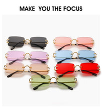 Carica l'immagine nel visualizzatore di Gallery, Retro Rimless Sunglasses Women Men Retro Brand Designer Sunglasses Sunglasses Women Men Rectangular Glasses UV400 Oculos De Sol