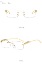 Load image into Gallery viewer, Fashion Rimless Rectangle Sunglasses Women Retro Cheetah Decoration Clear Ocean Lens Eyewear Men Sun Glasses Shades UV400