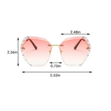 Load image into Gallery viewer, Vintage Style Rimless Sun Glasses Female Luxury Brand Cut Diamond Crystal Gradient Square Sunglasses