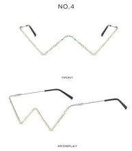 Carica l&#39;immagine nel visualizzatore di Gallery, tregnuo 2022 Triangle Glasses Women Cat Eye Glasses Frame Handmade Rhinestones Personalized Metal Glasses Frame