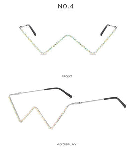 tregnuo 2022 Triangle Glasses Women Cat Eye Glasses Frame Handmade Rhinestones Personalized Metal Glasses Frame