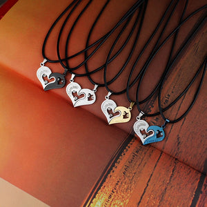 1 pair Fashion Couple Heart Shape I Love You Pendant Necklace Unisex Lovers Couples Jewelry Fashion Gift Accessories