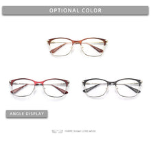 Load image into Gallery viewer, Vintage rectangle cat eye optical prescription metal eyeglasses frames diopters clear fake glasses women vintage