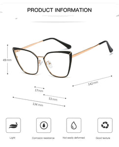 Clear Glasses Frame Computer Cell Phone Women Cat Eye Anti Blue Light Metal Eyewear Blocking Glasses Optical Spectacle Eyeglass