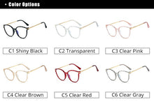 Load image into Gallery viewer, Ralferty TR90 Women&#39;s Transparent Glasses Retro Cat Eye Frames Anti Blue Light 0 Diopter Myopia Optic Frame Eyeglasses