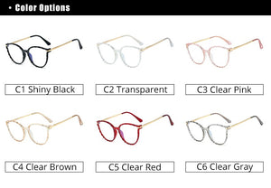 Ralferty TR90 Women's Transparent Glasses Retro Cat Eye Frames Anti Blue Light 0 Diopter Myopia Optic Frame Eyeglasses