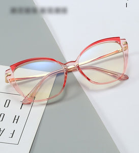 Plastic Titanium Anti Blue Glasses Frames Cat Eye Women Optical Fashion Computer Glasses
