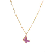Carica l'immagine nel visualizzatore di Gallery, Korean Blue Gradient Butterfly Necklace for Women Girls Silver Color Rainbow Butterflies Pendant Choker Necklaces Jewelry Gift