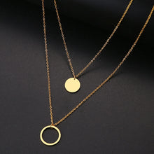 Load image into Gallery viewer, Women Double Round Geometric Pendant Necklace Stainless Steel Gold and Silver Color Jewelry Gift