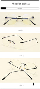 Women Rimless Alloy Glasses Frame, Women Ultralight Cat Eye Eyeglasses Frames, Prescription Presbyopia Myopia Optical Glass