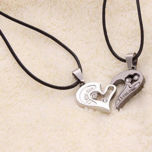 1 pair Fashion Couple Heart Shape I Love You Pendant Necklace Unisex Lovers Couples Jewelry Fashion Gift Accessories