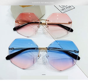 2022 Rimless Sunglasses Women Brand Designer Sun Glasses Gradient Shades Cutting Lens Ladies Frameless Metal Eyeglasses UV400