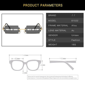 New Fashion Lady Rimless Square Blade Sunglasses Women Men Vintage Small Sun Glasses Female UV400 Frameless Punk Sunshades
