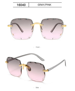Square Sunglasses Women Frameless Gradient Sun Glasses Women/Men Brand Designer Retro Pink Outdoor Lentes De Sol Mujer