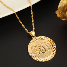 Carica l&#39;immagine nel visualizzatore di Gallery, Gold Color Allah Pendant Necklace Round Fashion Middle East Charm Islam Gift Jewelry