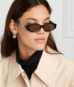 Retro Small Frame Polygon Cat Eyes Women Sunglasses Brand Designer Fashion Cheetah Decoration Ladies Sun Glasses UV400