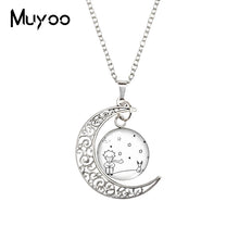 Load image into Gallery viewer, 2020 New The Little Prince Moon Necklace Printed Photo Pendant Glass Cabochon Necklaces 20mm Round Jewelry