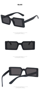 Trendy Rectangle Sunglasses Women Green Fluorescent Street Shot Eyewear Black Thick Frame Fashion Female Cool Sun Glasses