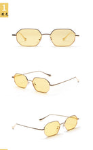 Load image into Gallery viewer, Women Retro Classic Small polygon Sunglasses Men Women Luxury Vintage Black Mirrors Colour transparent lens Sun Glasses UV400