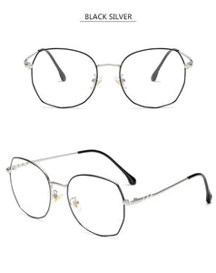 Transparent Glasses Frames Women Retro Oversized Optical  Eyeglasses Female Fashion Irregular Metal Myopia Frame