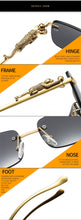 Load image into Gallery viewer, Fashion Rimless Rectangle Sunglasses Women Retro Cheetah Decoration Clear Ocean Lens Eyewear Men Sun Glasses Shades UV400