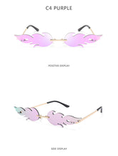 Load image into Gallery viewer, Vintage Fire Flame Sunglasses Women Men Rimless Sunglasses Luxury Brand  Rectangle Fashion Sun Glasses Clear Streetwear Shades