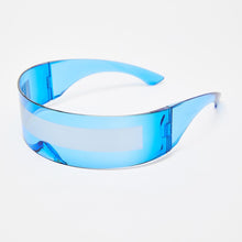 Load image into Gallery viewer, Fashion Siamese Futuristic Wrap Around Monob Costume Sunglasses Luxury Brand Designer Mask Novelty Glasses Purple Blue Goggle