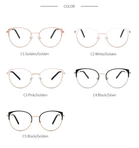 Metal Glasses Frame Women New Fashion Cat Eye Round Glasses Vintage Optical Eyewear Myopia Alloy Prescription Eyeglasses