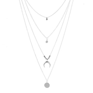 2020 Collier New Necklace Multi-layer Moon Stainless Steel Disc Tassel Pendant Female Necklace Jewelry Collar