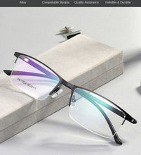 Carica l&#39;immagine nel visualizzatore di Gallery, Business Half Rim Men Glasses Frame Metal Alloy Eyeglasses Cool Optical Eyewear Man Spectacles Prescription Frames