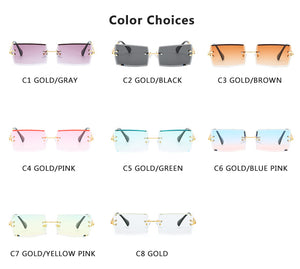 2022 Retro Sunglasses Women Brand Designer Fashion Rimless Gradient Sun Glasses Shades Cutting Lens Ladies Frameless Eyeglasses