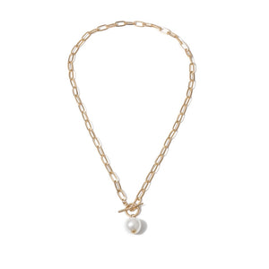 Baroque Pearl Pendant Choker Necklace for Women Wedding Punk Big Bead Lariat Gold Color Long Chain Necklace Jewelry