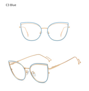 Ralferty Retro Metallic Eyeglass Frame Women Computer Anti Blue Light Glasses Leopard Myopia Optic Prescription Glasses Frame