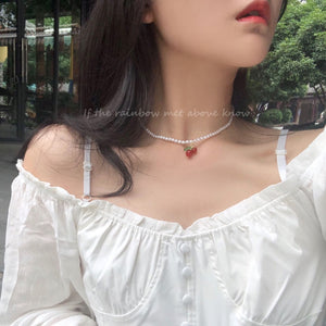 Fashion Beaded Pearl Necklace Women Cute Gold silver color Double Layer Chain Pendant Choker Korean Jewelry 2020 wholesale