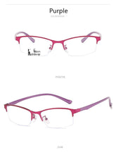 Carica l&#39;immagine nel visualizzatore di Gallery, Women Half frame Finished Myopia Glasses Lady Anti-blue light Prescription glasses Men Business Nearsighted Eyewear -1.5-2.0-2.5