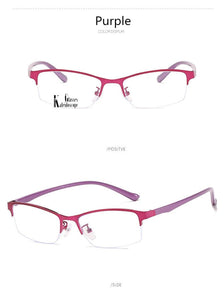Women Half frame Finished Myopia Glasses Lady Anti-blue light Prescription glasses Men Business Nearsighted Eyewear -1.5-2.0-2.5