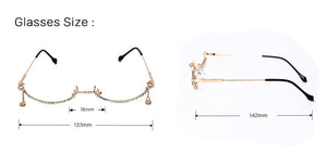 eyeglasses Alloy Frame for Women Star Drop Lensless Chain Pendant Decoration Half Frame Luxury Diamond Glasses