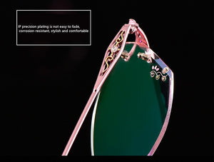 LOUISE STAR Titanium Fashion Anti-Blue Light Diamond Frameless Flat mirror Trend Carved Lens Elegant Female Prescription Glasses