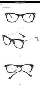 Women Cat Eye Optical Frames Brand Designer Lady Printing Eyewear Metallic Leg