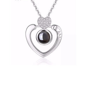 100 Languages Love Necklace Heart Pendant Wedding Romantic I Love You Projection Necklace for Women Girl Friend Ladies Gifts