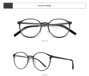 Pure Titanium Glasses Frame Women Retro Round Prescription Eyeglasses  New Men Antiskid Optical Screwless Eyewear