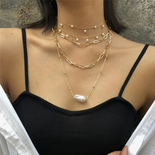 Load image into Gallery viewer, Bohemian Multi Layer Imitation Pearl Tassel Choker Necklace Collar Statement Pendant Necklace for Women Jewelry