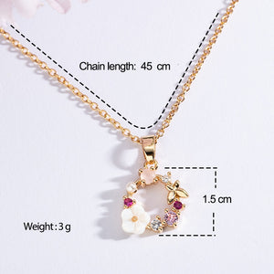 Fashion Creative Butterfly Flowers Necklace Zircon Crystal Pearl Shell Garland Pendant Necklace for Women Jewelry Accessories