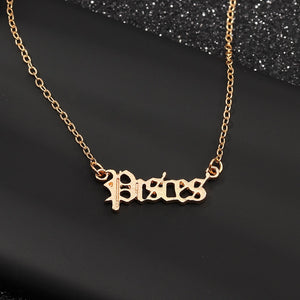 Fashion Zodiac Alphabet Necklaces Creativity European Girls Twelve Constellation Alloy English Letter Jewelry For Women