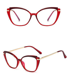 Plastic Titanium Anti Blue Glasses Frames Cat Eye Women Optical Fashion Computer Glasses